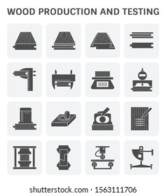 Wood timber testing and wood sawmill icon set design.