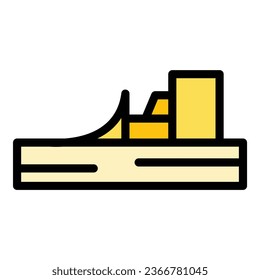 Vector de contorno de icono de herramienta de madera. Trabajador de la planta. Color plano de fábrica de trabajo