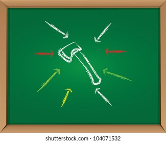 Wood tool on blackboard background,Vector