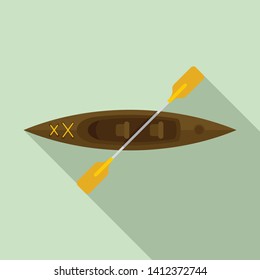 Wood top view kayak icon. Flat illustration of wood top view kayak vector icon for web design