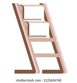 Wood towel stand with linen for bathroom or pool. Flat vector illustration