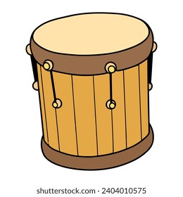 wood toy drum illustration isolated