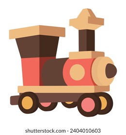 wood toy train design illustration isolated