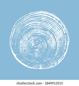 Wood tree art texture stamp for card or background. Detailed tree ring design. Rough organic tree rings with close up of end grain.
