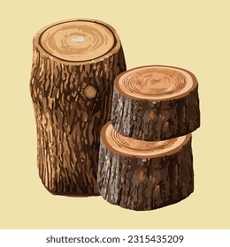wood tree cut detail 3d illustration