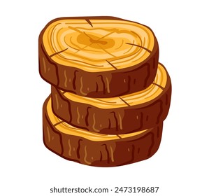 Wood tree cut ring stump slice isolated conept. Vector graphic design illustration