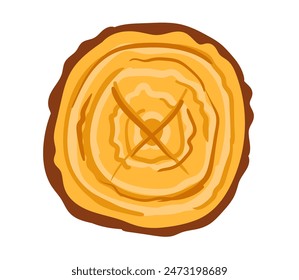 Wood tree cut ring stump slice isolated conept. Vector graphic design illustration