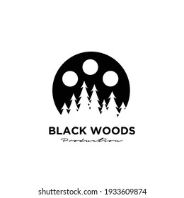 wood tree forest film logo icon design