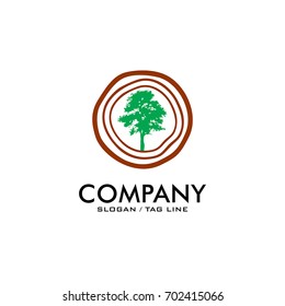 wood and tree logo vector