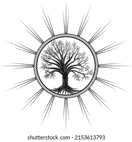 Wood. Tree poster. mystical elements. Tree of life.