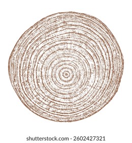 Wood tree ring texture cross section vector. Natural grain pattern circle background. Timber trunk log slice brown organic round annual growth crack split