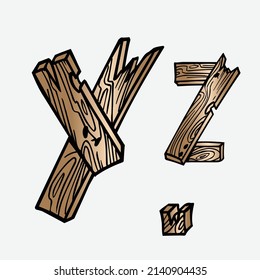 wood tree texture letters alphabets font initials abc english creative decorative capitals vector illustration wildlife woods