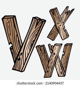 wood tree texture letters alphabets font initials abc english creative decorative capitals vector illustration wildlife woods