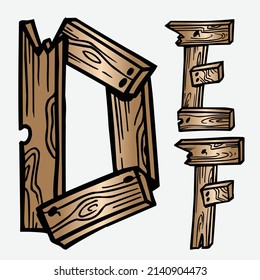 wood tree texture letters alphabets font initials abc english creative decorative capitals vector illustration wildlife woods