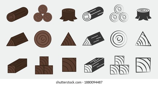 wood tree trunks vector icon cut section deforestation plantation