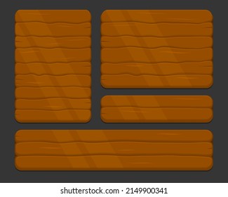 Wood UI Background Set in Cartoon Style. Vector