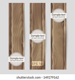Wood vector banner set illustration