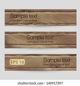 Wood vector banner set illustration