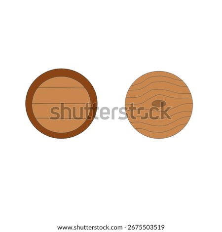Wood Vector Collection. Wooden Frame Illustration. Rustic Signboard and Hanging Label. Timber Badge Icon Set. Natural Wood Grain Shapes and Decorative Elements.