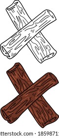 Wood Vector Design,  Line Work And Color Version 