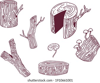 wood vector illustration . wood doodle style . wood drawing