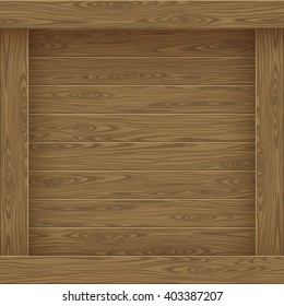 Wood vector illustration. Natural graphic texture pattern. border place for text message. Squre frame board design.