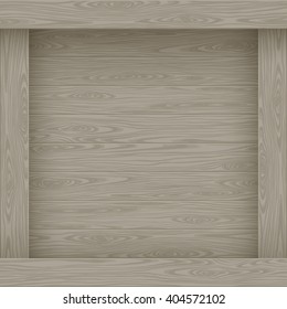 Wood vector illustration. Natural graphic texture pattern. border place for text message. Squre frame board design.