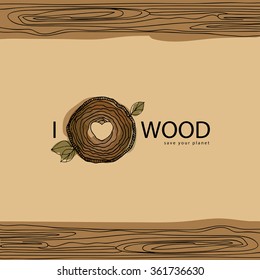 wood vector logo, I love wood