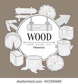 Wood Vintage Vector Hand Drawn Design Card