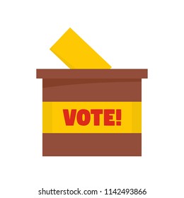 Wood vote box icon. Flat illustration of wood vote box vector icon for web isolated on white