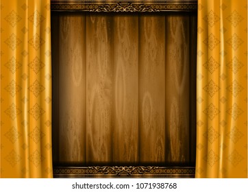 Wood Wall And Thai Art Line, Curtain Of Side