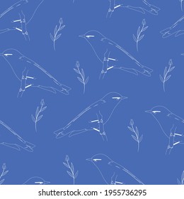 Wood Warbler outline seamless pattern