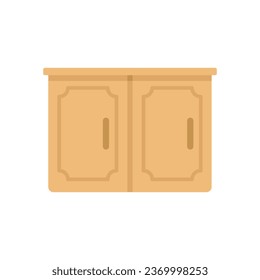 Wood wardrobe icon flat vector. Home furniture. Wall cook isolated