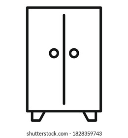 Wood wardrobe icon. Outline wood wardrobe vector icon for web design isolated on white background