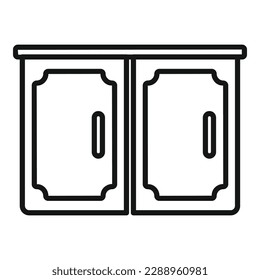 Wood wardrobe icon outline vector. Home furniture. Wall cook