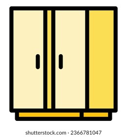 Wood wardrobe icon outline vector. Work factory. Process plant color flat