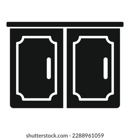 Wood wardrobe icon simple vector. Home furniture. Wall cook