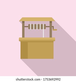 Wood water well icon. Flat illustration of wood water well vector icon for web design