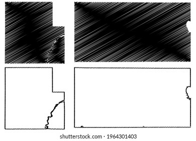 Wood and Waushara County, State of Wisconsin (U.S. county, United States of America, US) map vector illustration, scribble sketch map