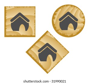 Wood web buttons. Vector illustration.