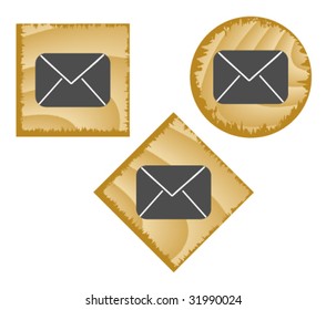 Wood web buttons. Vector illustration.