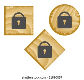 Wood web buttons. Vector illustration.