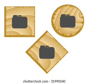 Wood web buttons. Vector illustration.