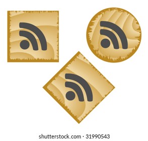 Wood web buttons. Vector illustration.