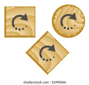 Wood web buttons. Vector illustration.