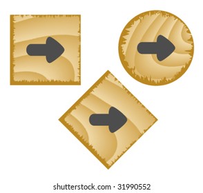 Wood web buttons. Vector illustration.