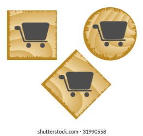 Wood web buttons. Vector illustration.