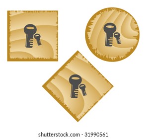 Wood web buttons. Vector illustration.