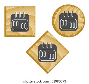 Wood web buttons. Vector illustration.