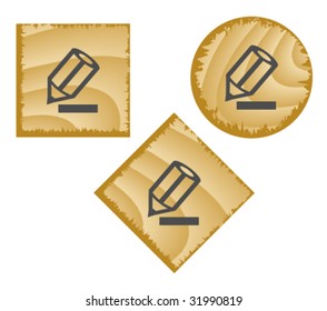 Wood web buttons. Vector illustration.